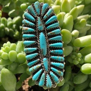 Navajo Sterling Silver & Turquoise Cluster Ring